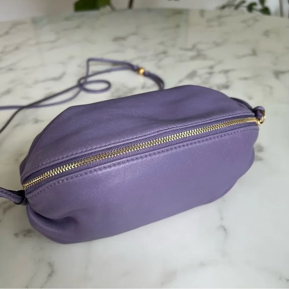 Tory Burch Beaded Strap Soft Mini Crossbody Bag in Purple Cosmos Leather
